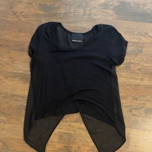 Harlowe & Graham Black Sheer Short Sleeve Top
